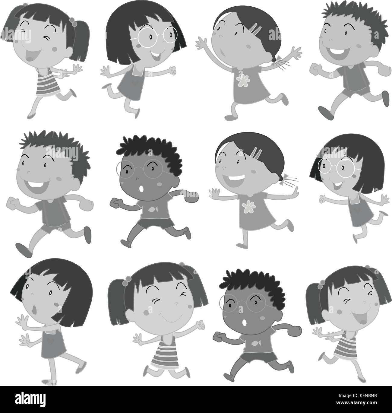 Illustration of boys and girls movements Stock Vector