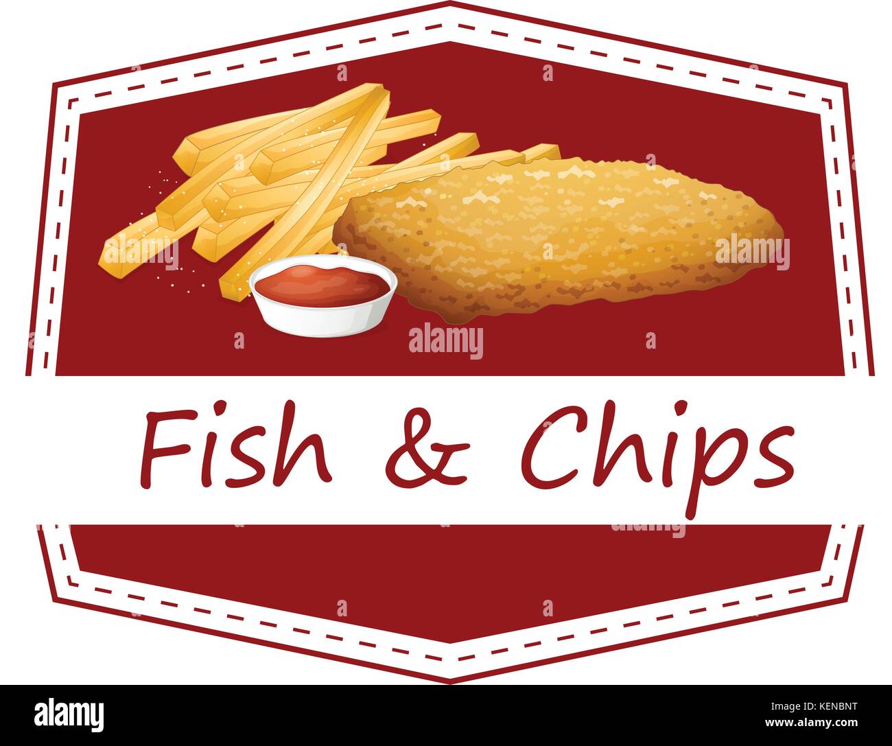 Illustration of fish and chips Stock Vector