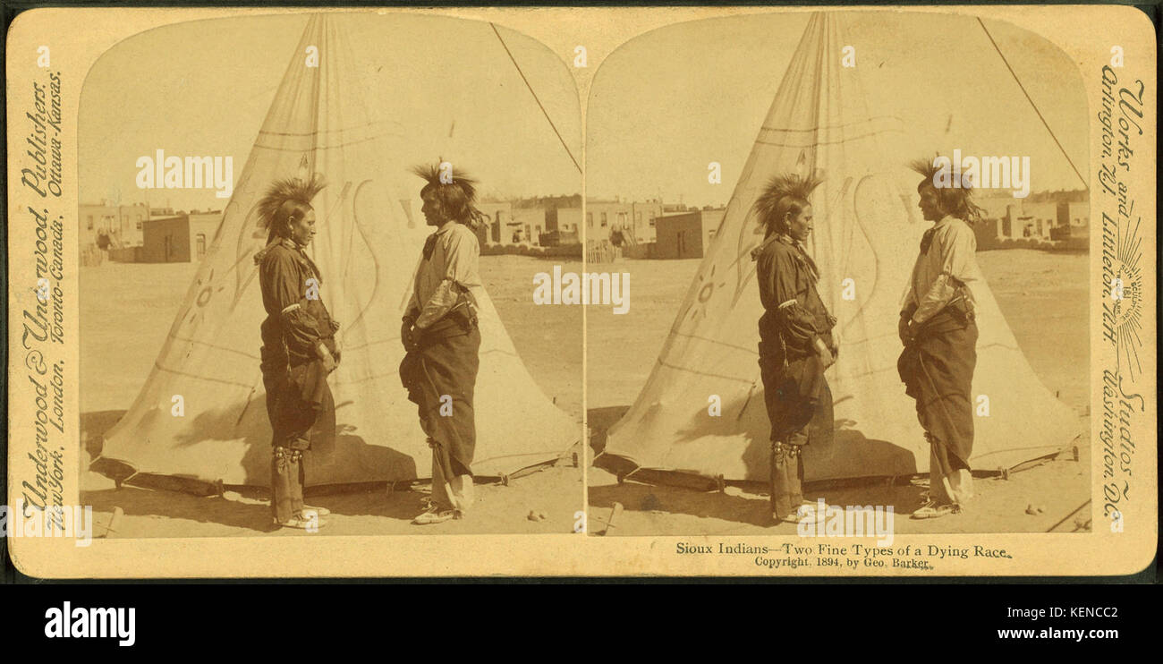 Sioux Indians. Two fine types of a dying race, by Underwood & Underwood
