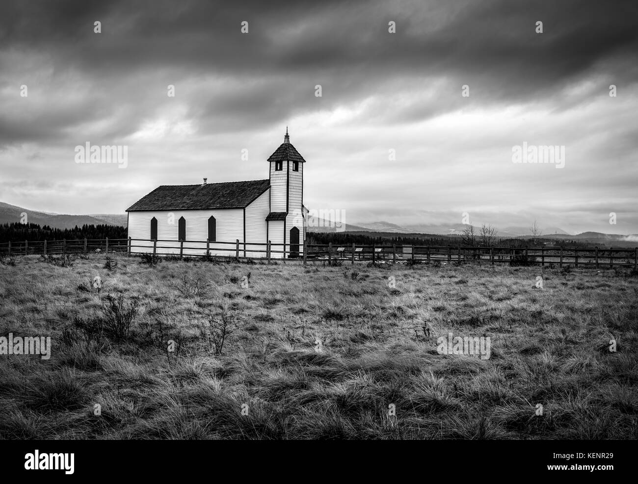McDougall Morley Historical Church Alberta Canada Stock Photo