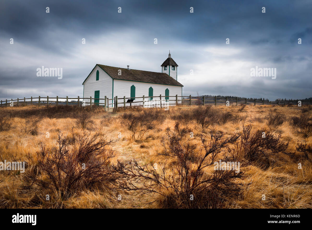 McDougall Morley Historical Church Alberta Canada Stock Photo
