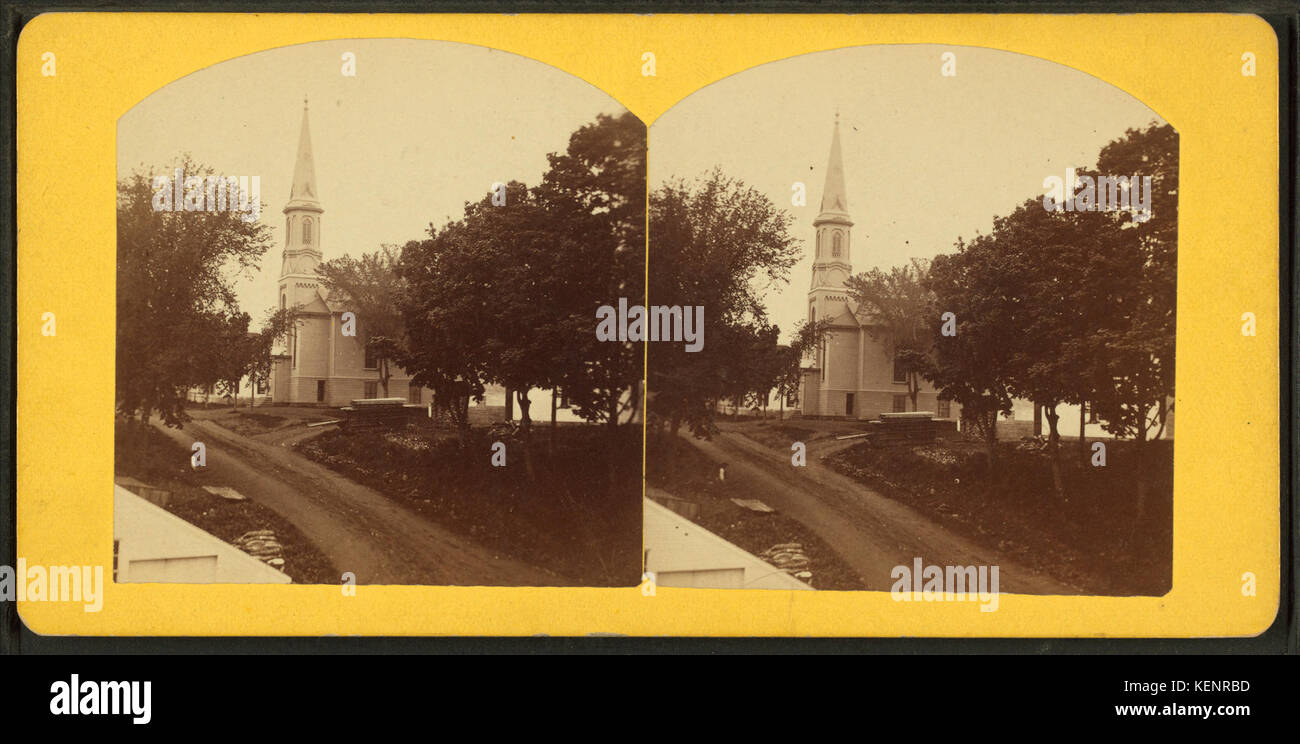 Universalist Church. (The house just side that you can see a little of, is Mr. Ayers'). Dexter, Me, from Robert N. Dennis collection of stereoscopic views Stock Photo