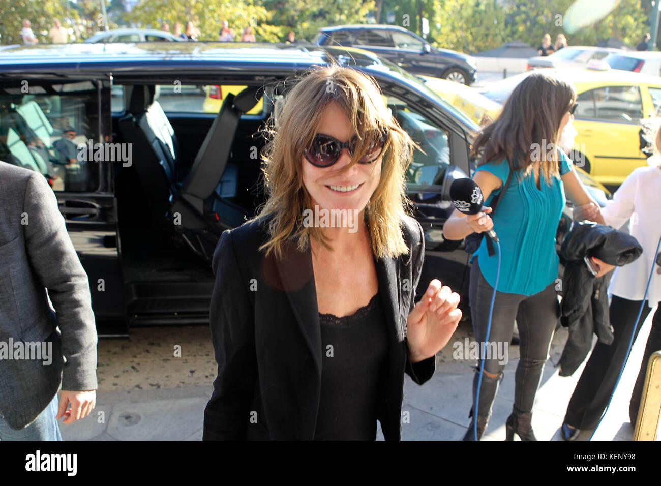 Athens, Greece. 22nd Oct, 2017. NICOLAS SARKOZY and CARLA BRUNI arrive