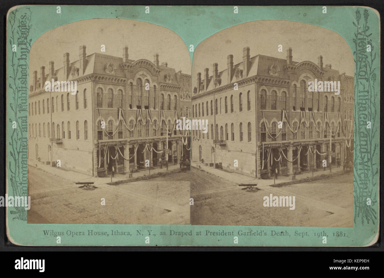 Wilgus Opera House, Ithaca, N.Y., as draped at Pres. Garfield's death, Sept. 19th, 1881, by Eagles, J. D., 1837 1907 Stock Photo