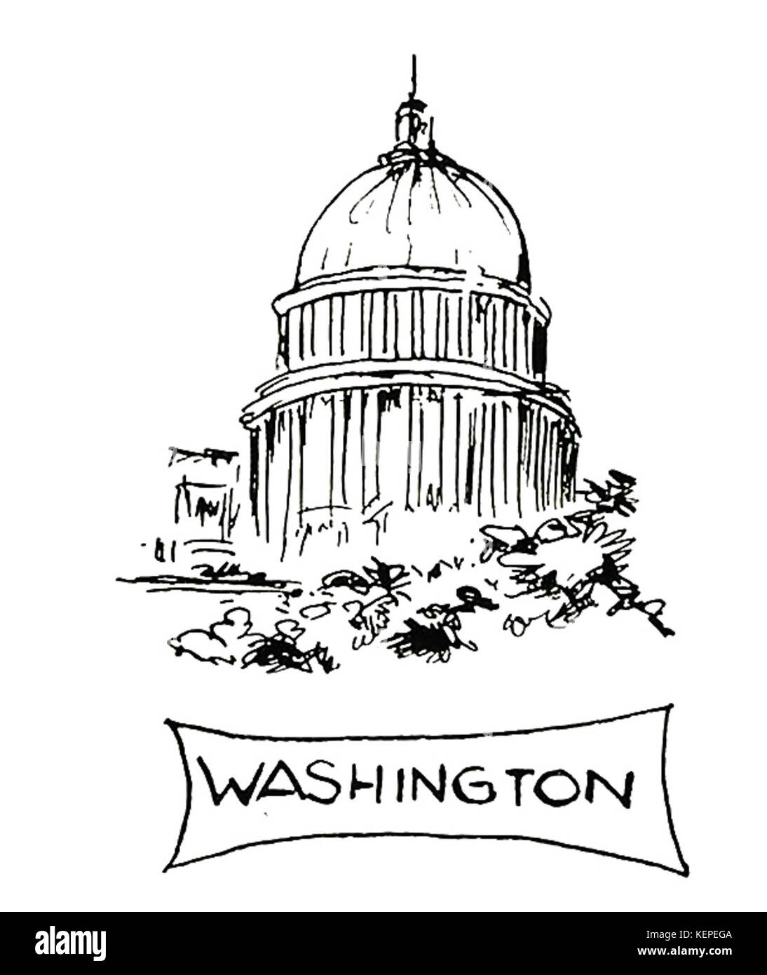 Washington line drawing, Jalesveva Jayamahe, p213 Stock Photo - Alamy