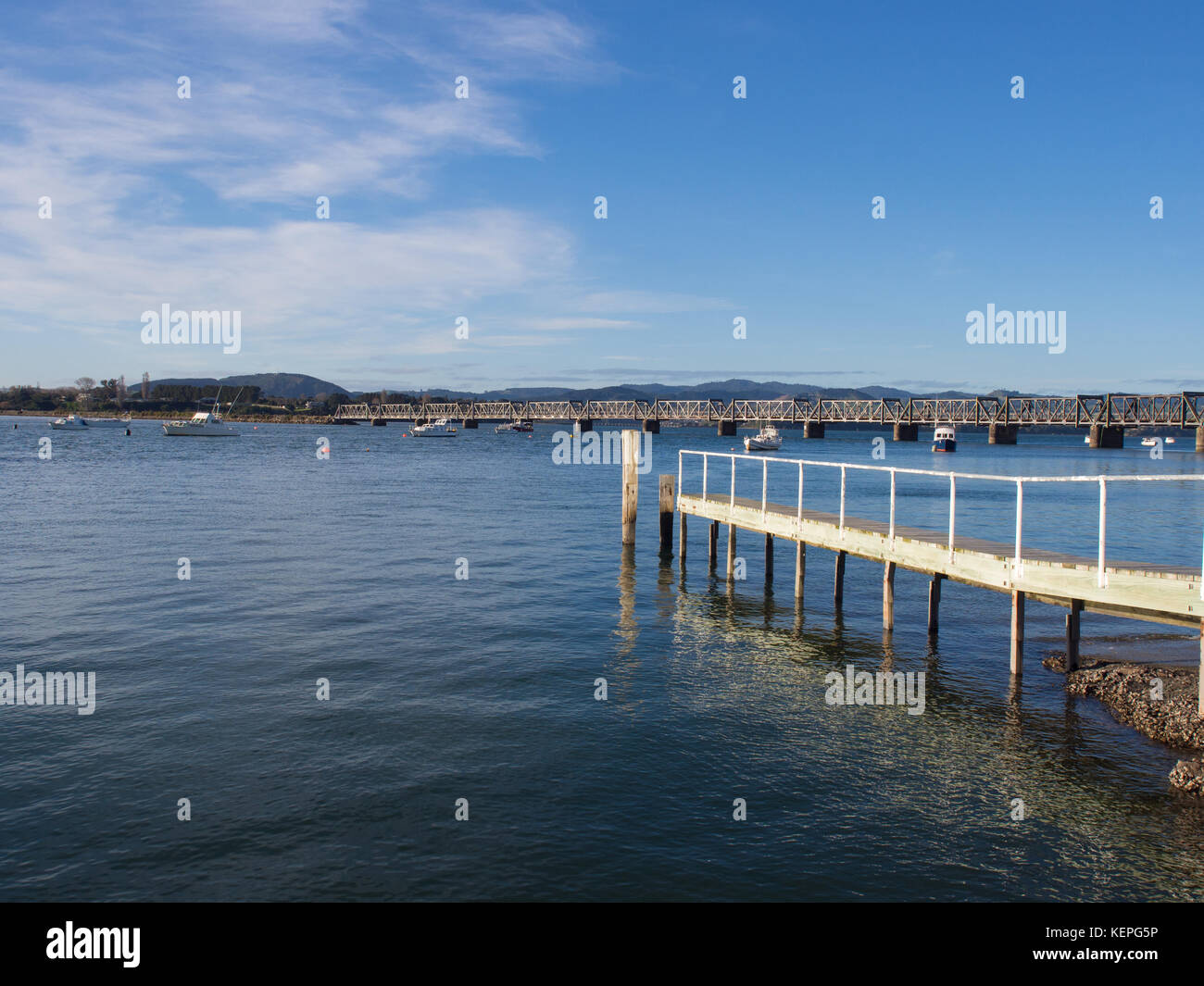Jetty Into Harbour Water Stock Photo Alamy