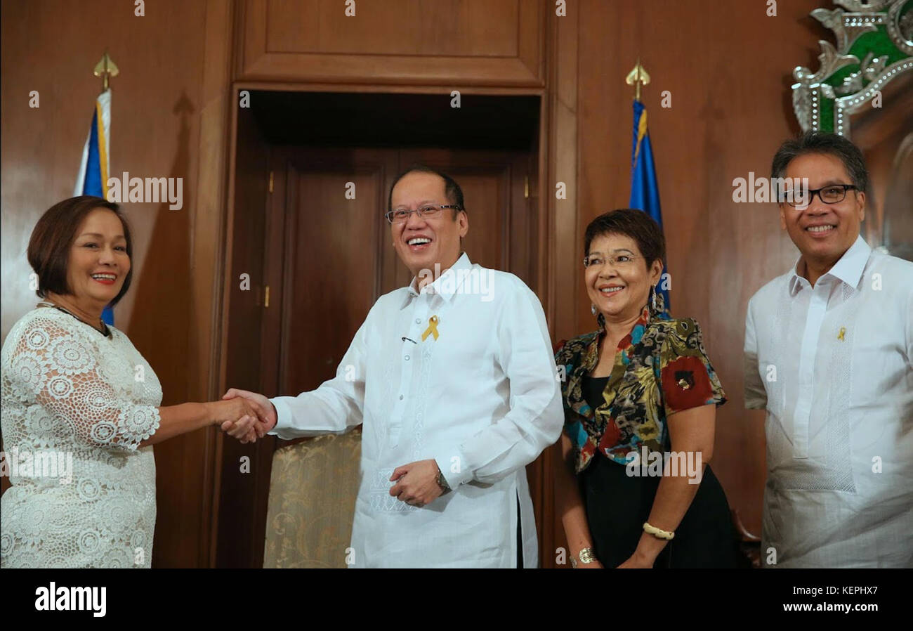 Benigno S. Aquino III greets Corazon Malanyaon Stock Photo
