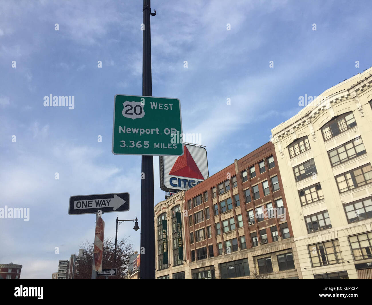 Route 20 Sign Kenmore Square December 8 2016 Stock Photo