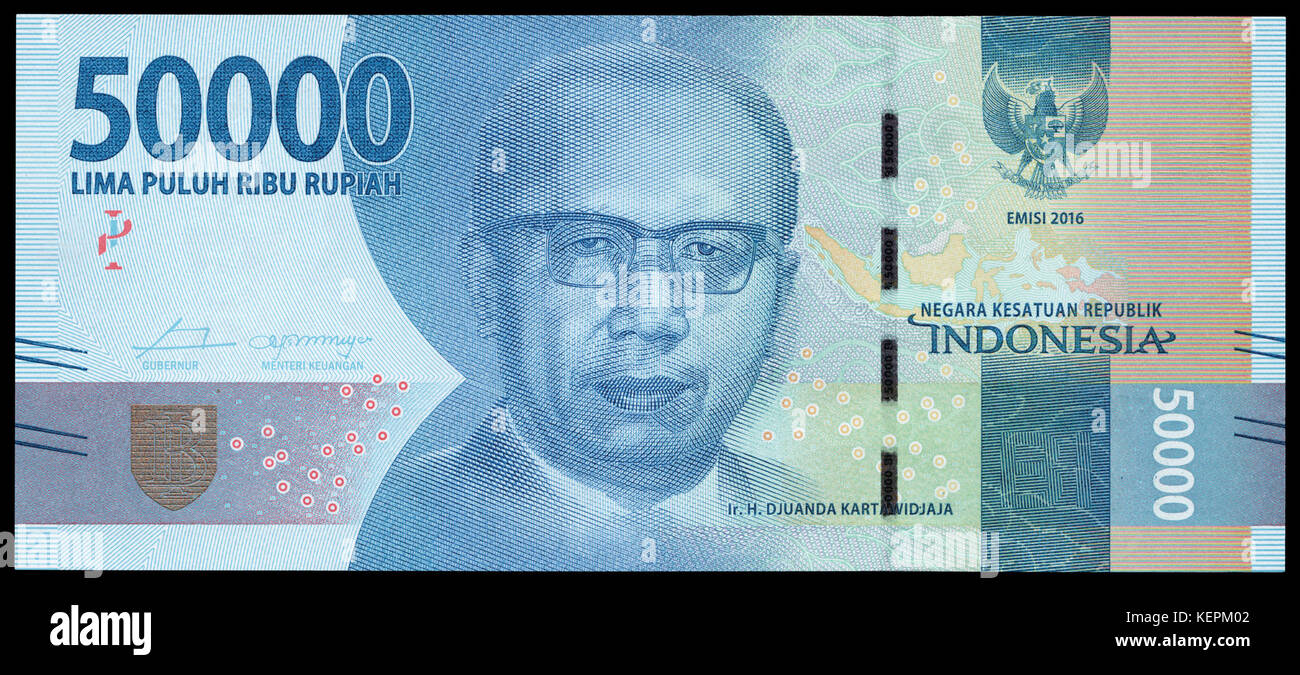 50000 Rupiah Bill 2016 Series 2016 Date Processed Obverse Stock 