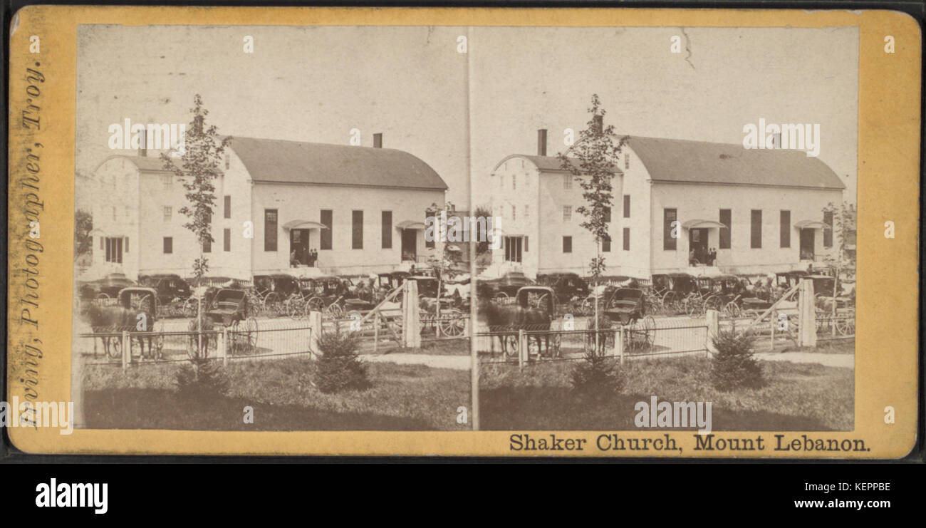 Shaker Church, Mount Lebanon, N.Y, by Irving, James E., 1818 1901 Stock Photo Alamy