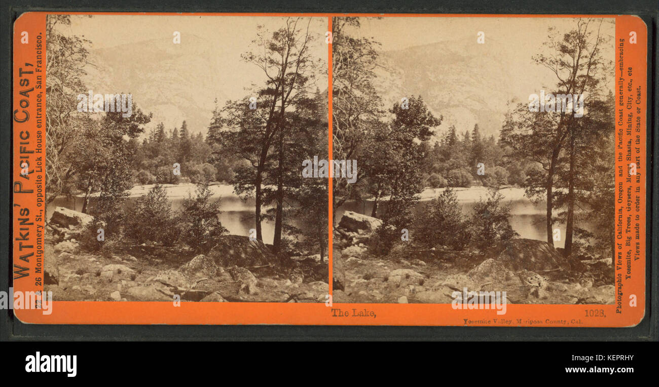 The Lake, Yosemite Valley, Mariposa County, Cal, by Watkins, Carleton E., 1829 1916 3 Stock Photo