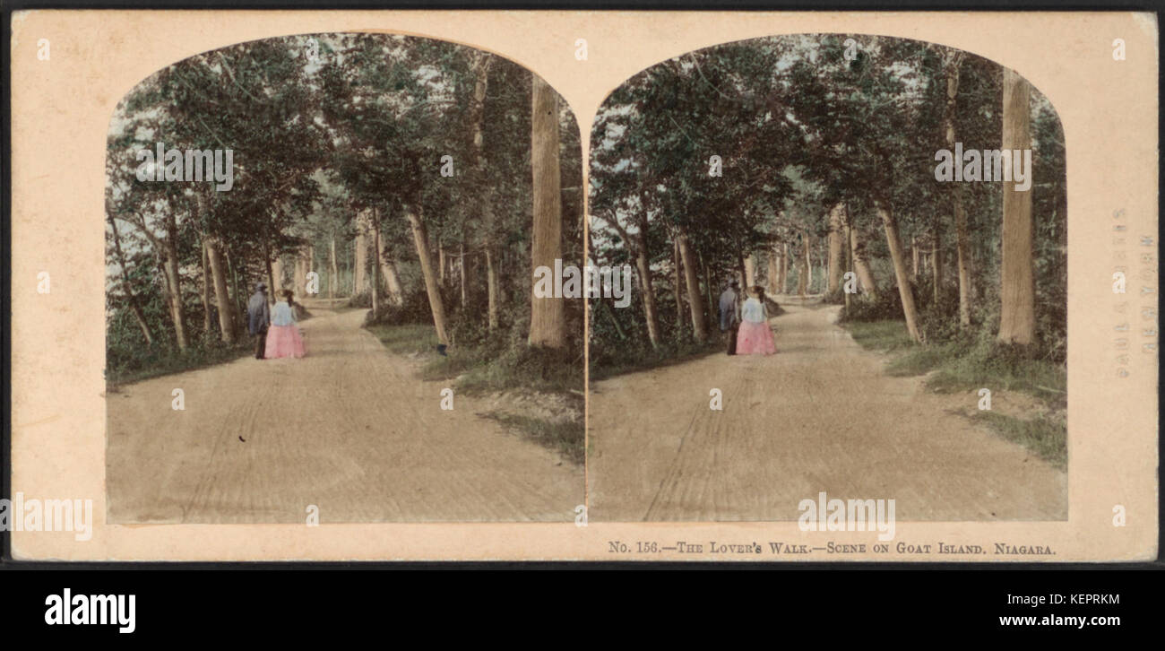 The Lover's Walk. Scene on Goat Island, Niagara, from Robert N. Dennis collection of stereoscopic views Stock Photo