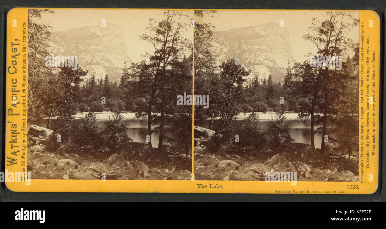 The Lake, Yosemite Valley, Mariposa County, Cal, by Watkins, Carleton E., 1829 1916 Stock Photo