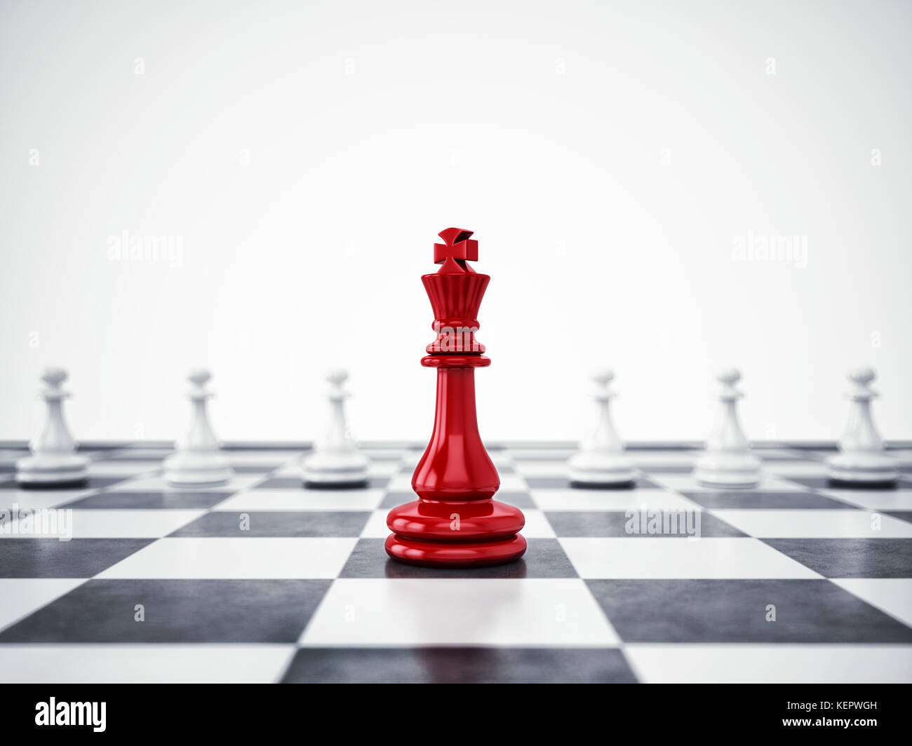 3D Rendering Front View of Many Pawn Chess with Leader in Front of