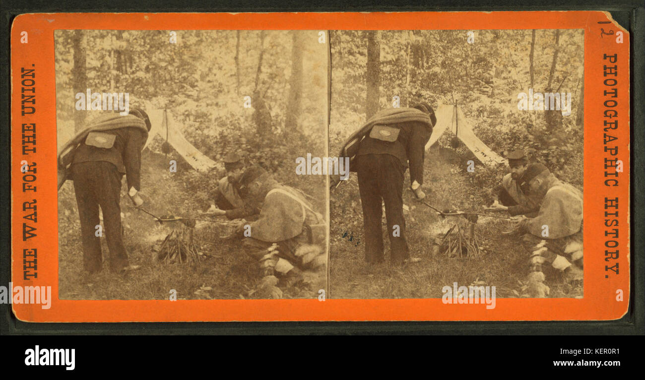 Pickets cooking their rations. Reserve picket fort near Fredericksburg
