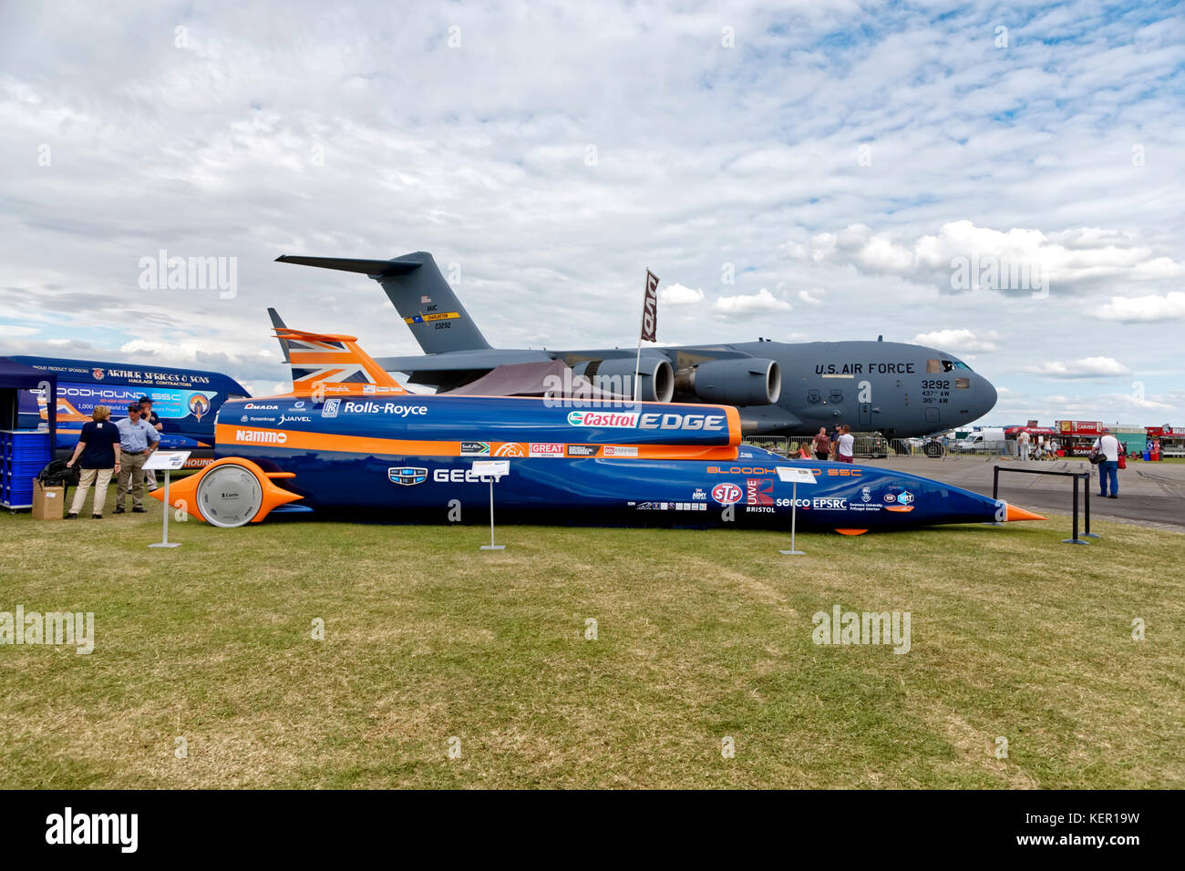 The Bloodhound SSC British supersonic land vehicle at the RNAS Yeovilton International Air Day 2017 Stock Photo