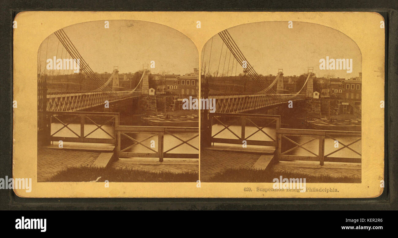 Suspension bridge, Philadelphia, by Kilburn Brothers Stock Photo Alamy