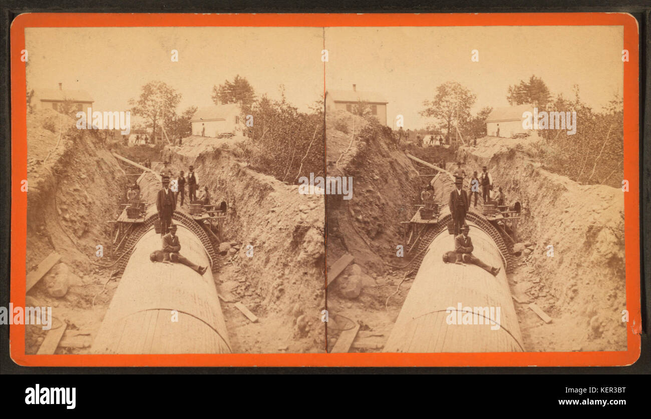Sudbury River Conduit, B.W.W., div. 4, sec. 15, Sept. 13, 1876, view near Beacon St, from Robert N. Dennis collection of stereoscopic views Stock Photo