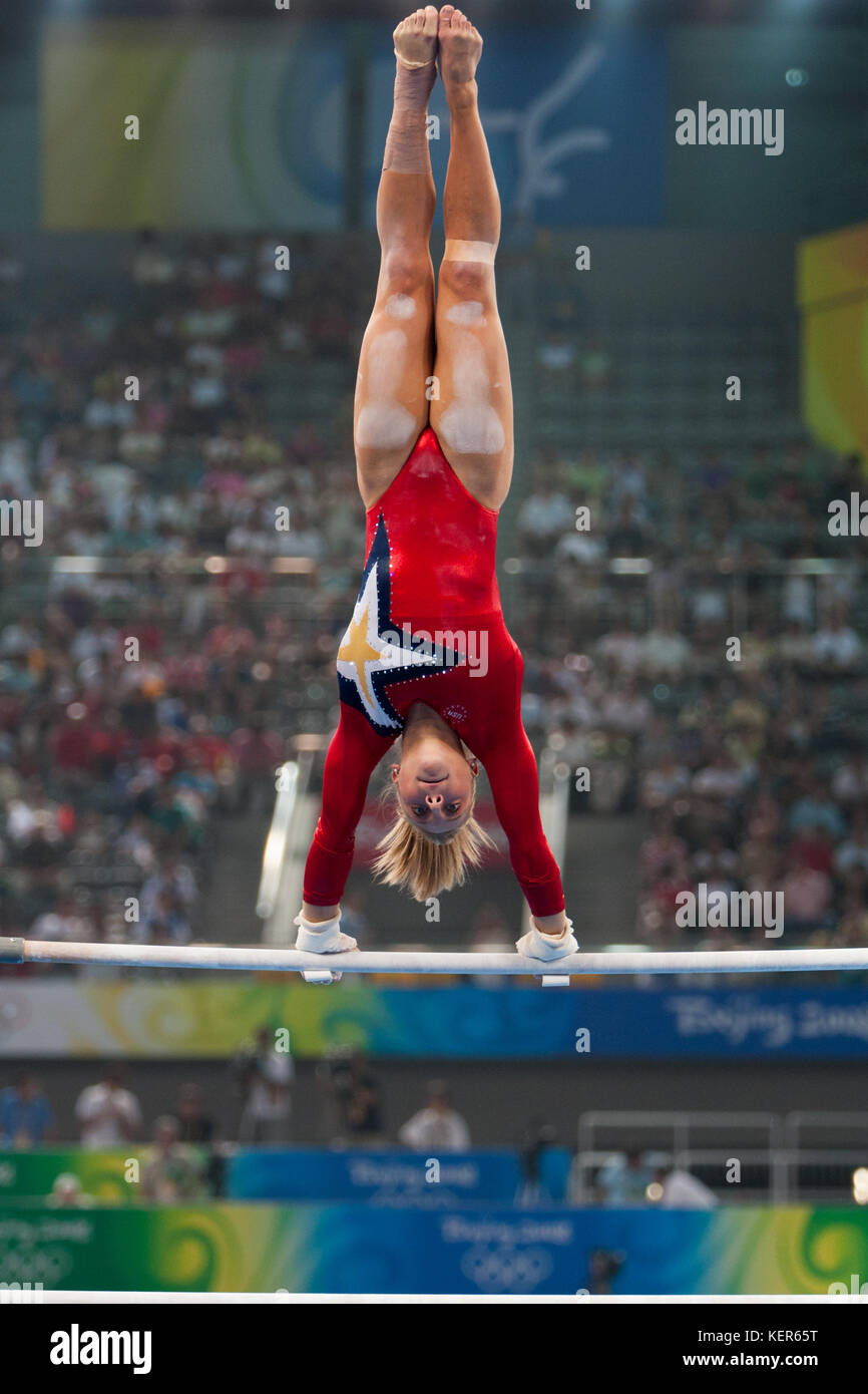 Samantha Peszek (USA) competing on the uneven bars in the Women