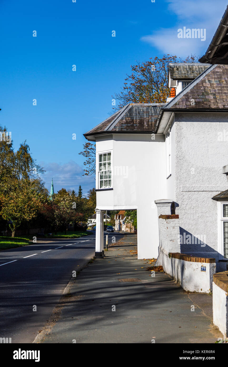 Unusual roadside house with pillars supporting the first floor over the