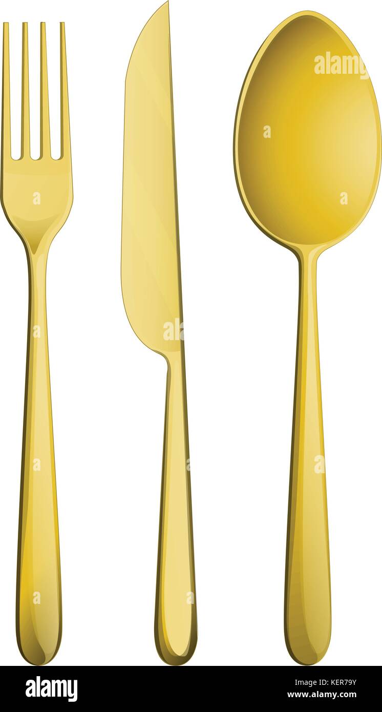 Cutlery golden spoon Stock Vector Images Alamy