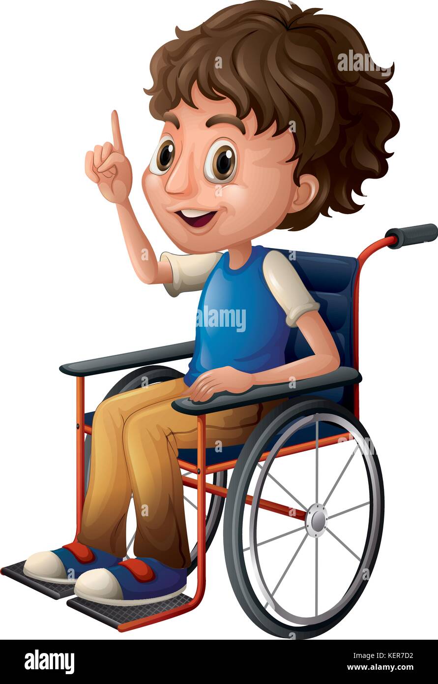 Teenage boy pushing wheelchair Stock Vector Images - Alamy