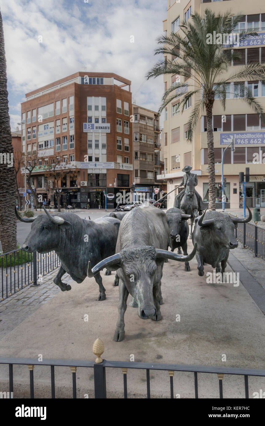 Statue of bulls on Plaza de Toros in Alicante Valencia region Spain Stock  Photo - Alamy