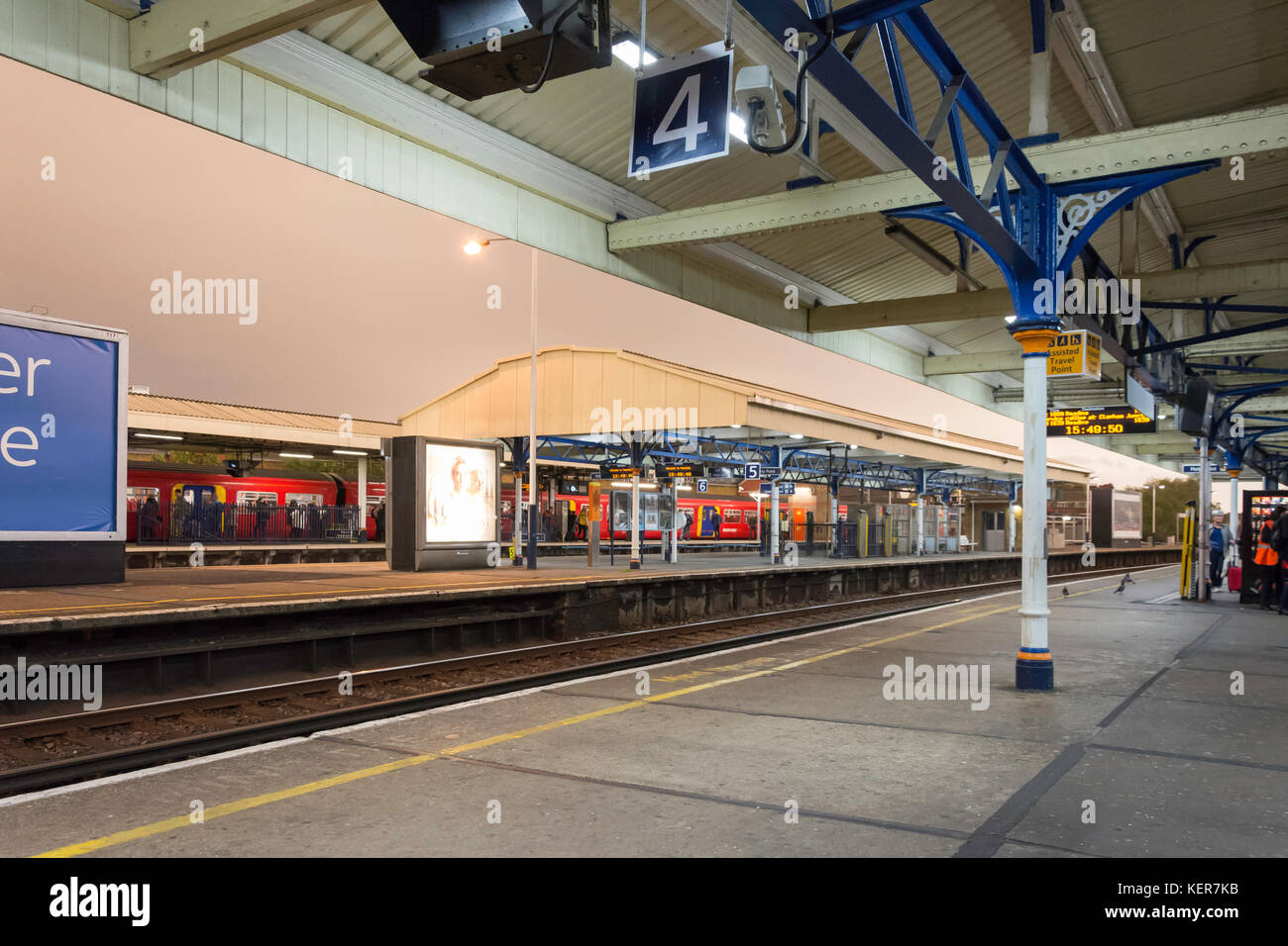 Platforms at dusk, Vauxhall Railway Station, Vauxhall, Greater London