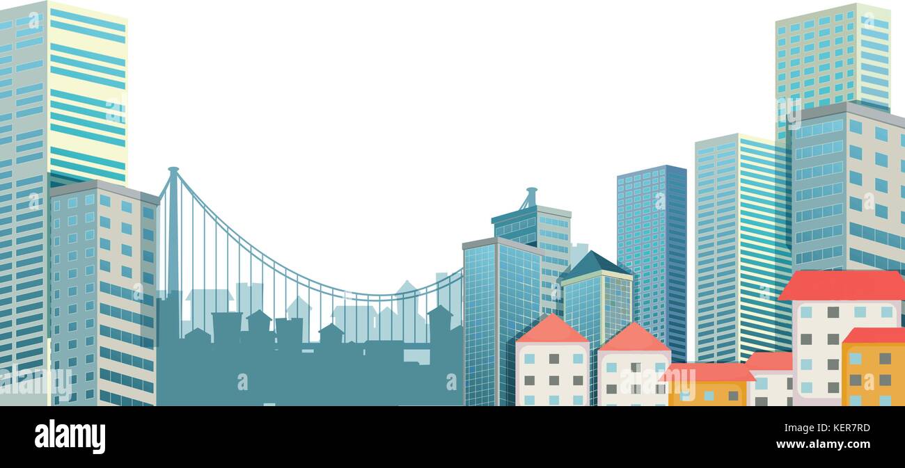 Urban City Scene With Buildings And Bridge Stock Vector Image Art Alamy Urban City Scene With Buildings And Bridge Stock Vector Image Art Alamy