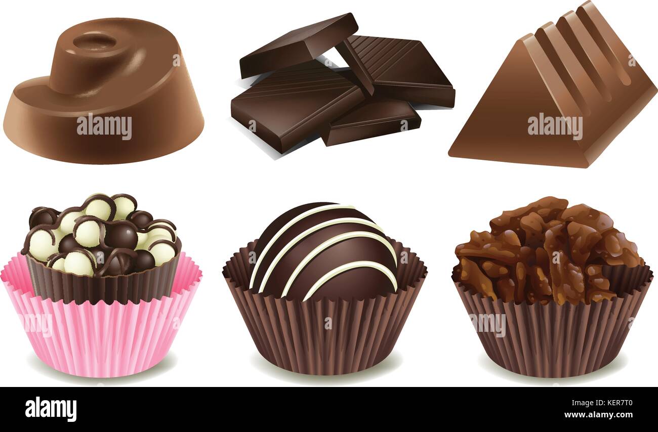 Illustration of many types of chocolate Stock Vector Image & Art Alamy