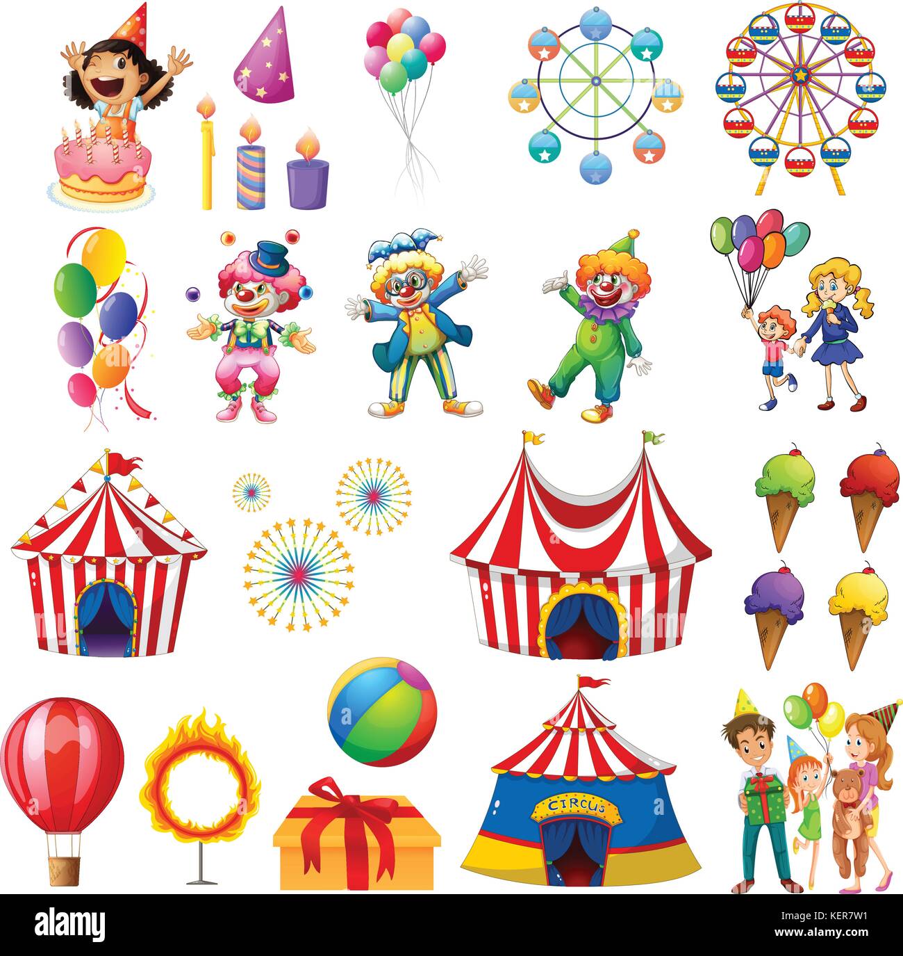 Illustration of the happiness at the carnival on a white background ...