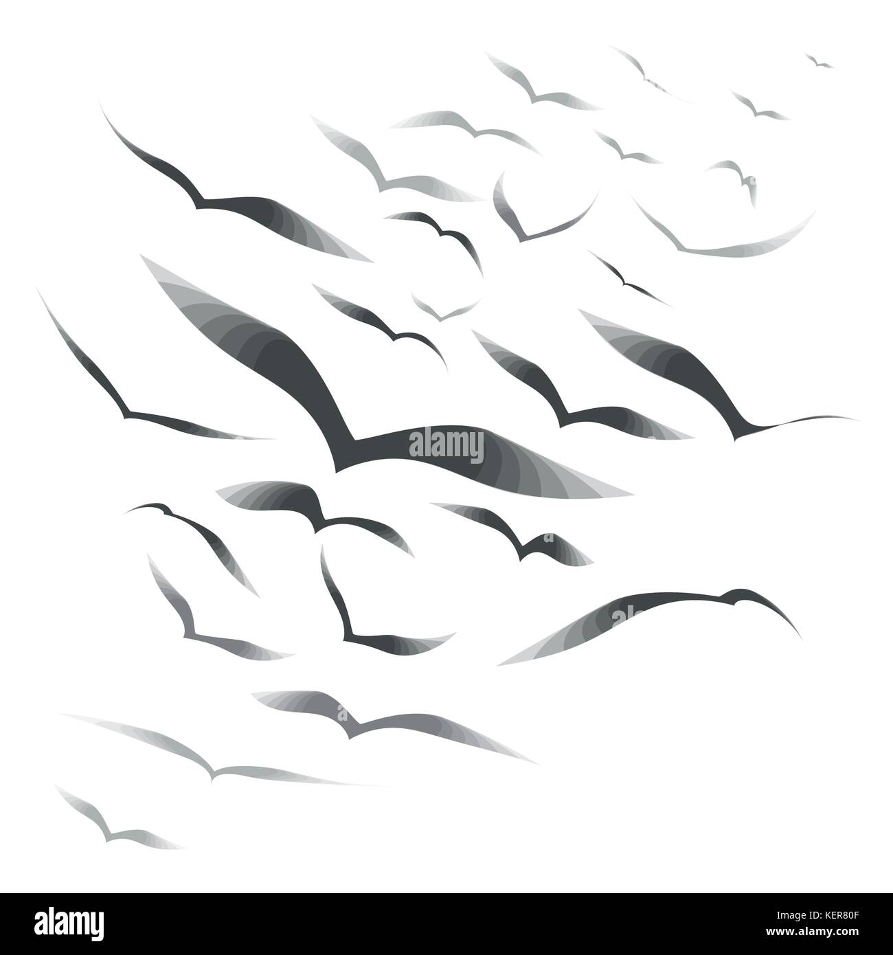 Set birds in the sky, vector set Stock Vector