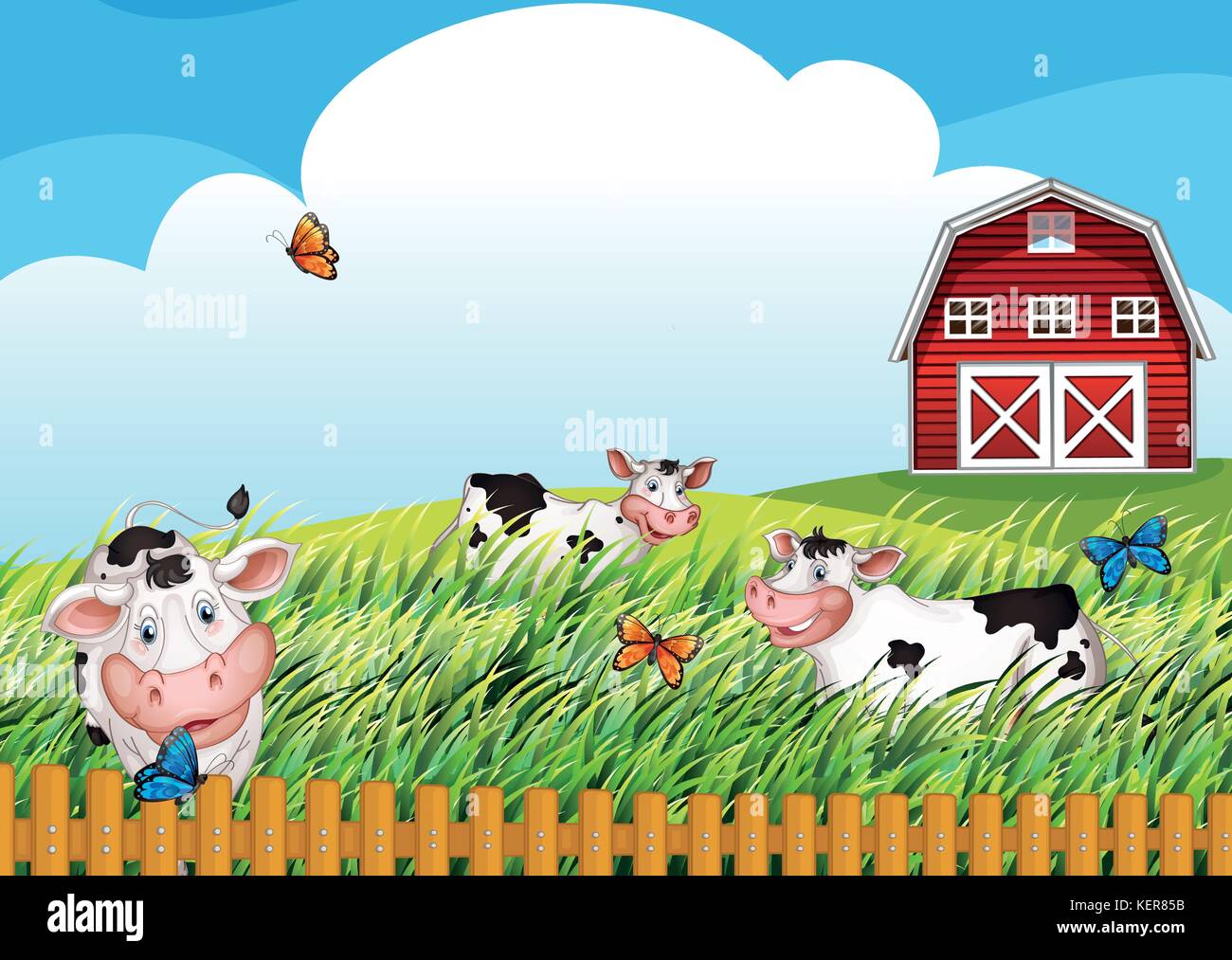 Illustration of the cows at the farm Stock Vector Image & Art - Alamy