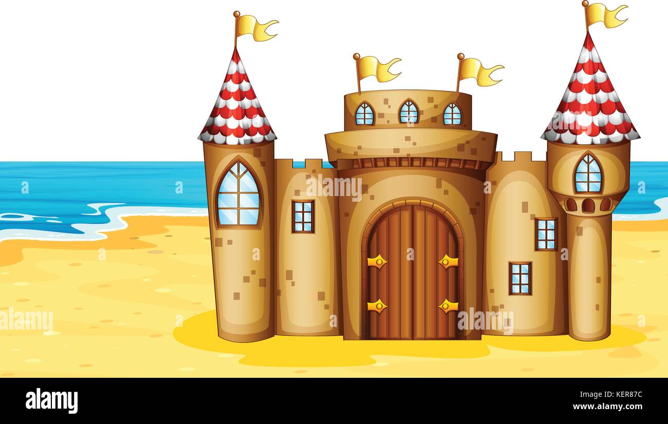 Illustration of a castle on the beach Stock Vector Image & Art - Alamy