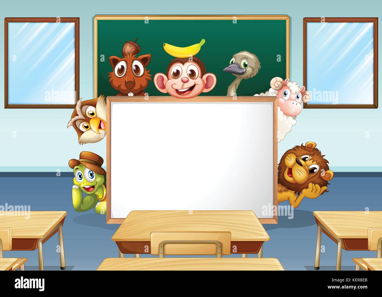 Animals in classroom illustration Stock Vector Image & Art - Alamy