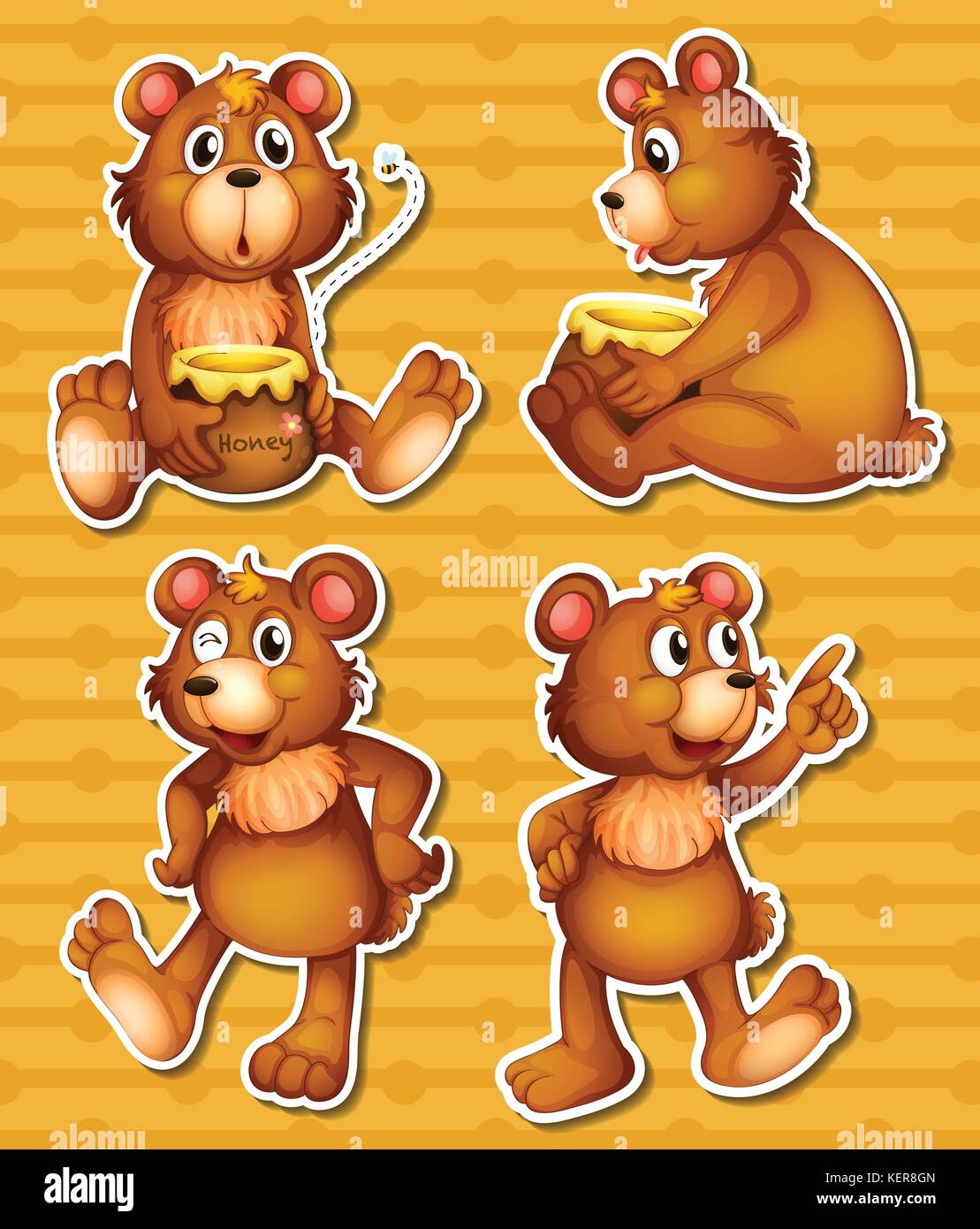 illustration of many bears and honey Stock Vector Image & Art - Alamy