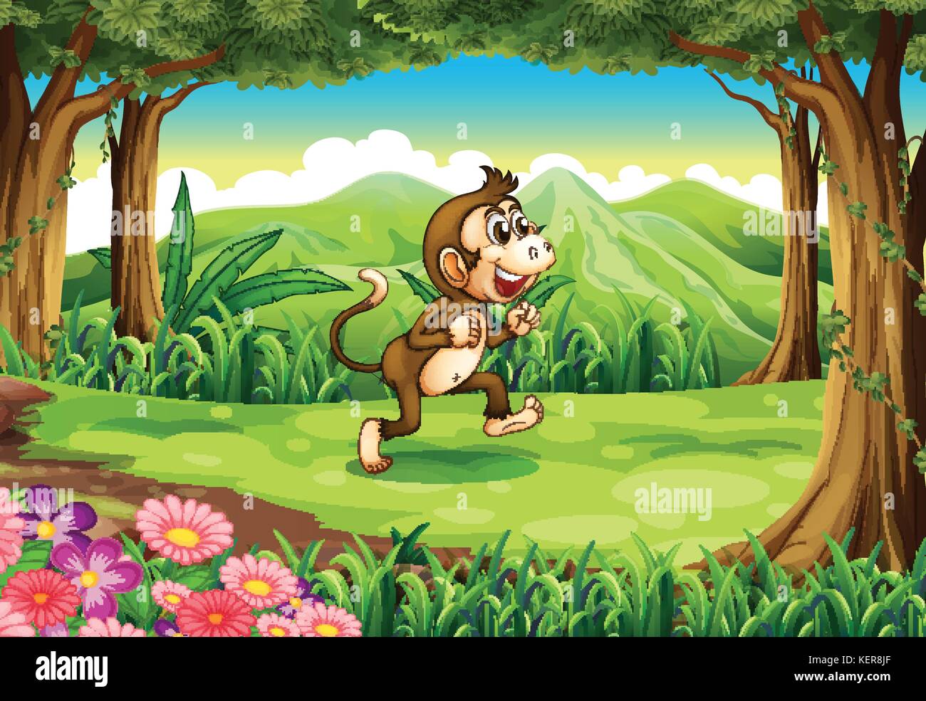 Illustration of a smiling monkey at the jungle Stock Vector Image & Art ...