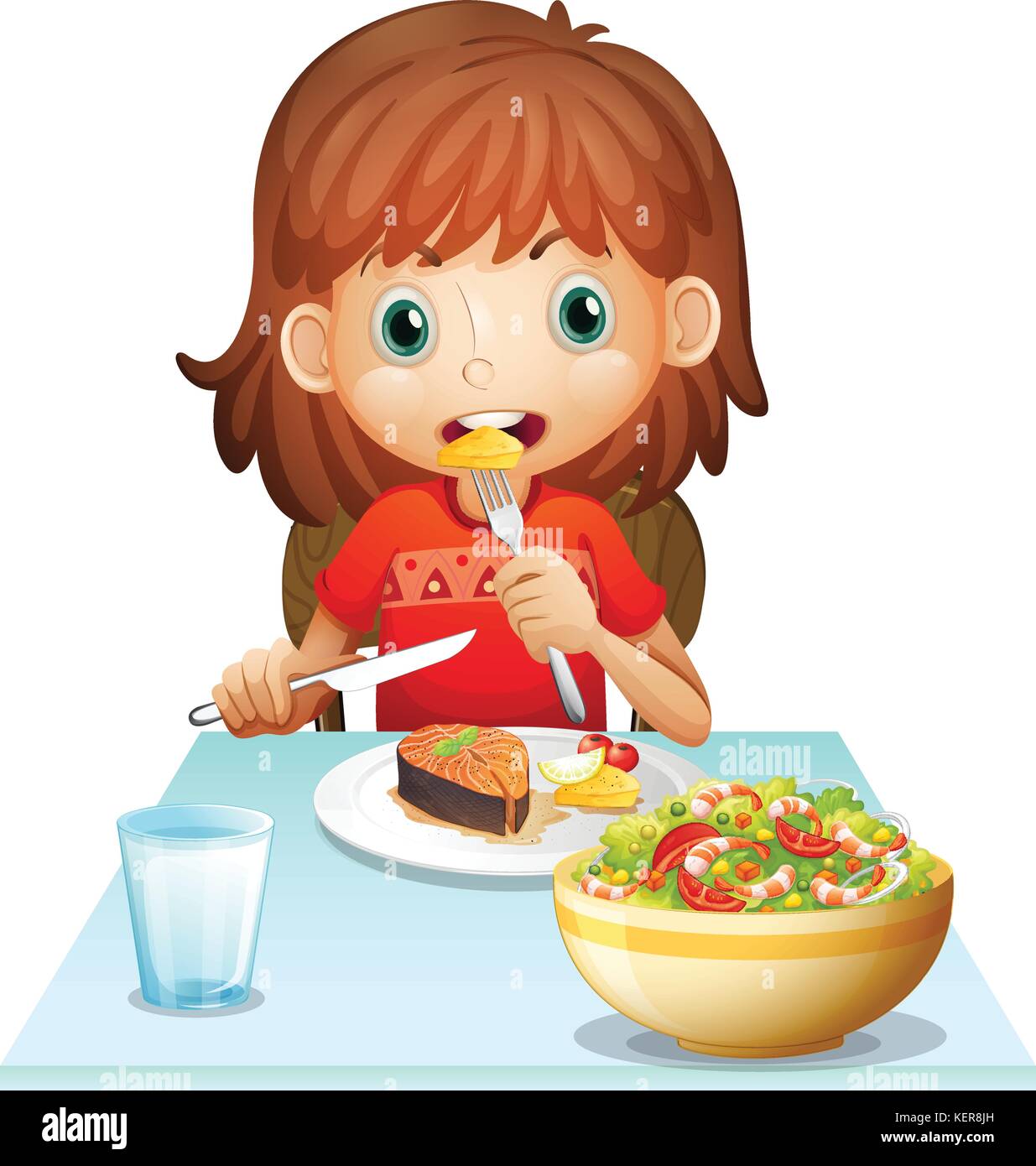 Illustration of a young woman eating lunch on a white background Stock Vector Image & Art - Alamy Illustration of a young woman eating lunch on a white background Stock Vector Image & Art - Alamy