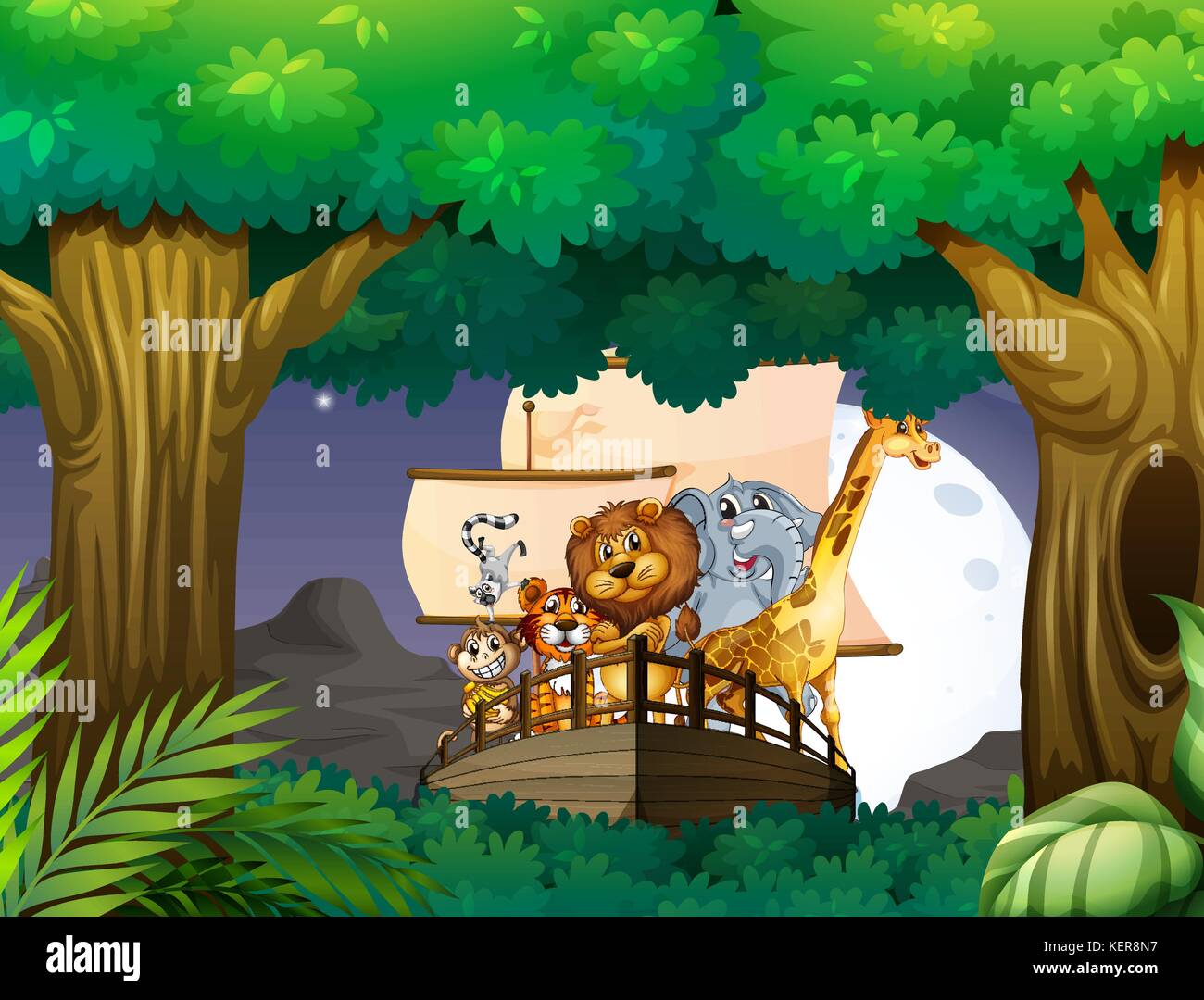 illustration of many animals in the jungle Stock Vector Image & Art - Alamy