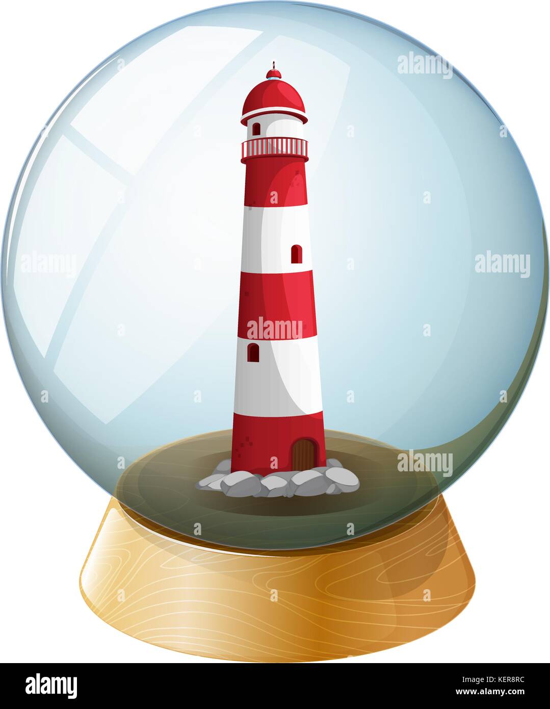 Lighthouse Ball Illustration of a lighthouse inside the crystal ball on a white ...