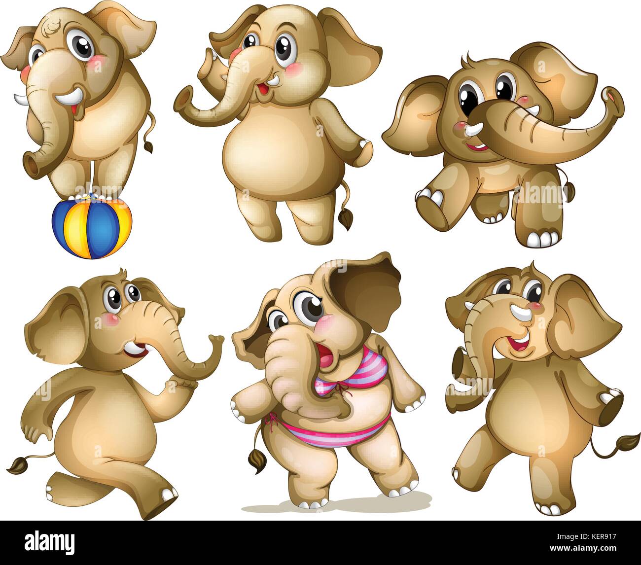 Illustration of a set of many elephants Stock Vector Image & Art Alamy