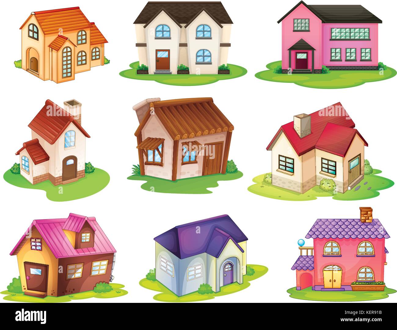 Illustration of the different houses on a white background Stock Vector