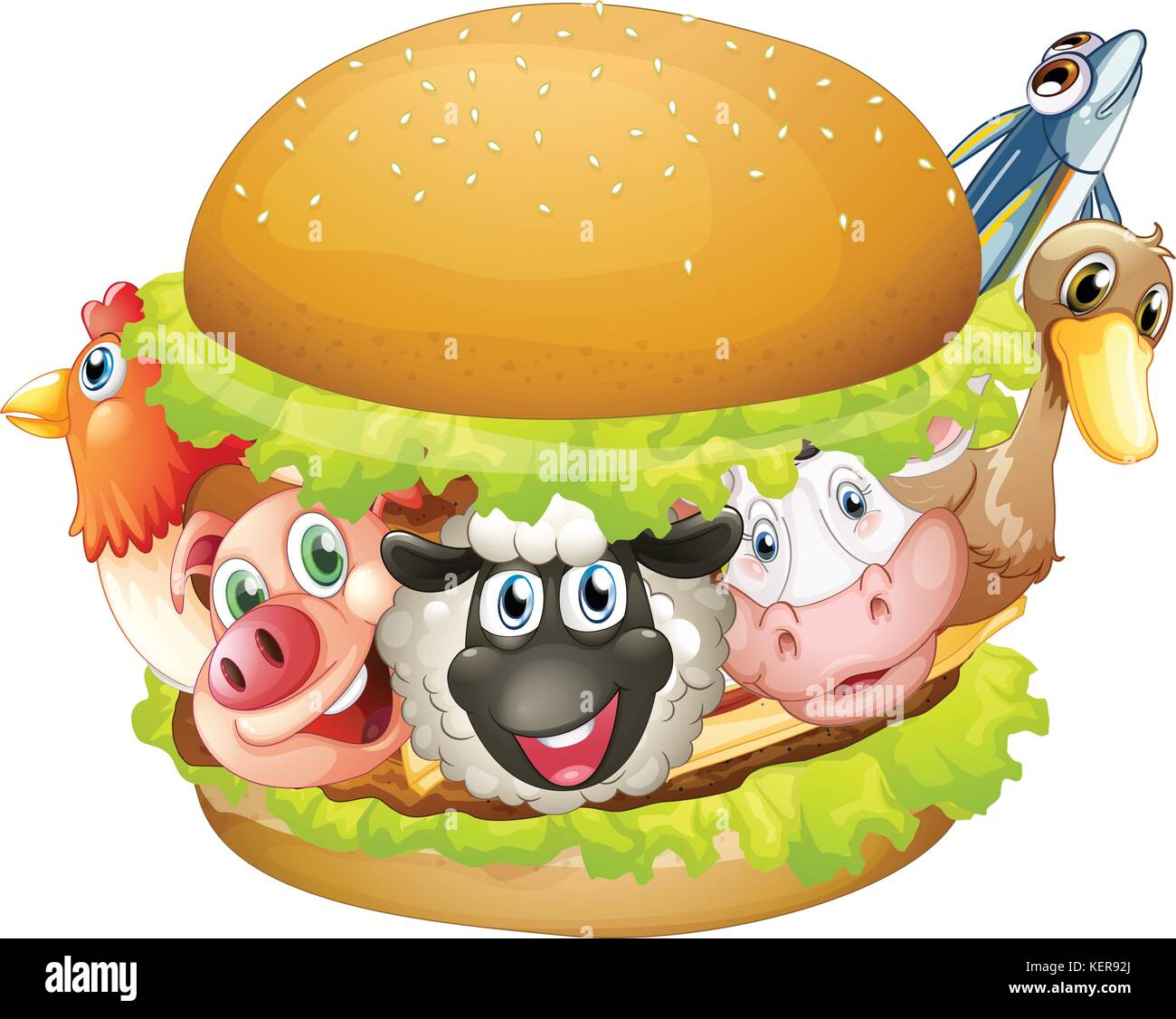 Illustration of a single hamburger Stock Vector Image & Art - Alamy