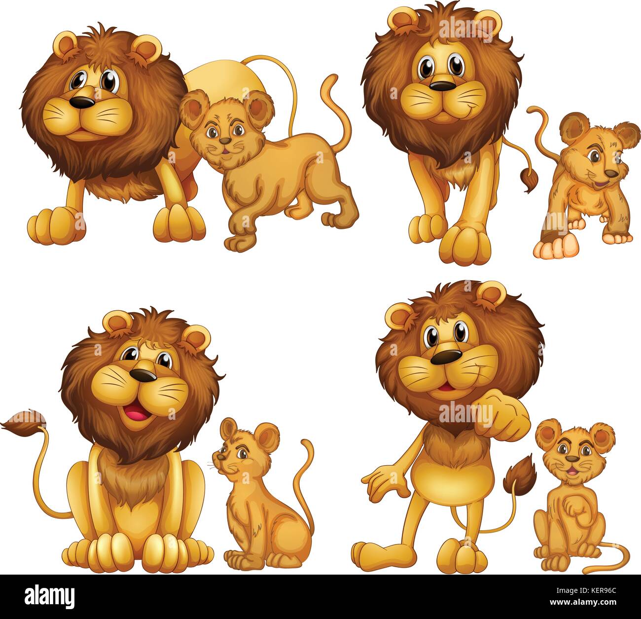 Illustration Of A Set Of Lions Stock Vector Image And Art Alamy