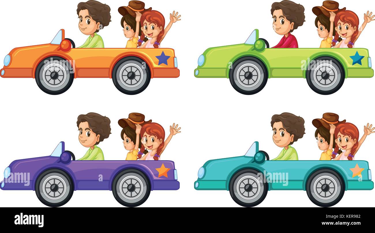 Illustration of people on a car ride Stock Vector
