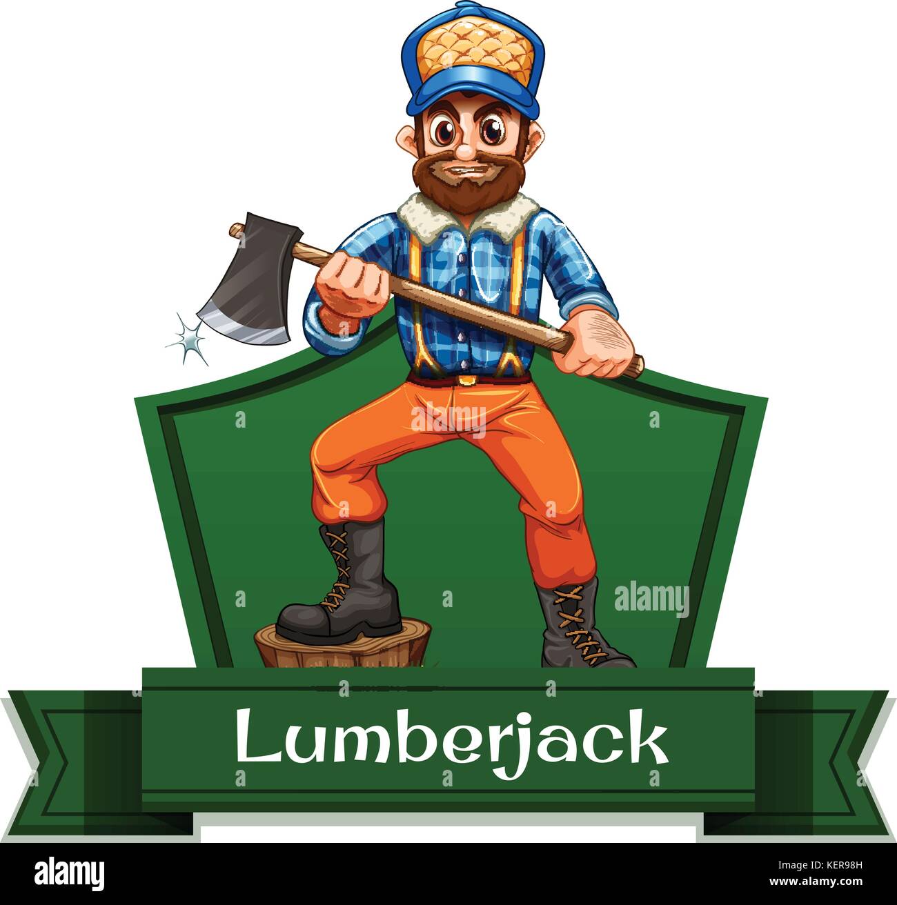 Illustration of a lumberjack and a sign Stock Vector Image &amp; Art - Alamy