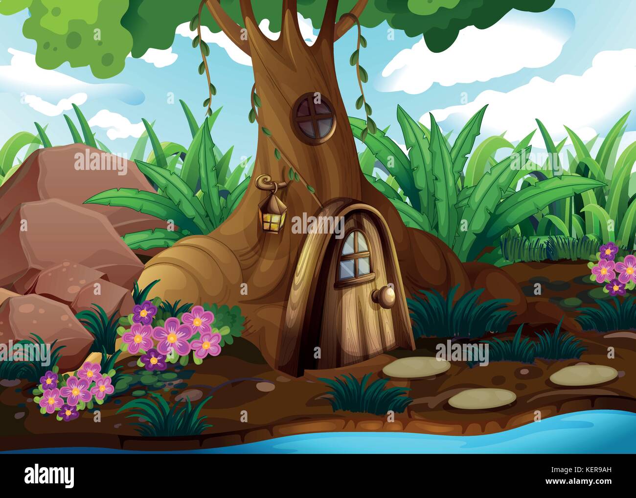 Illustration of a treehouse at the forest Stock Vector Image & Art - Alamy