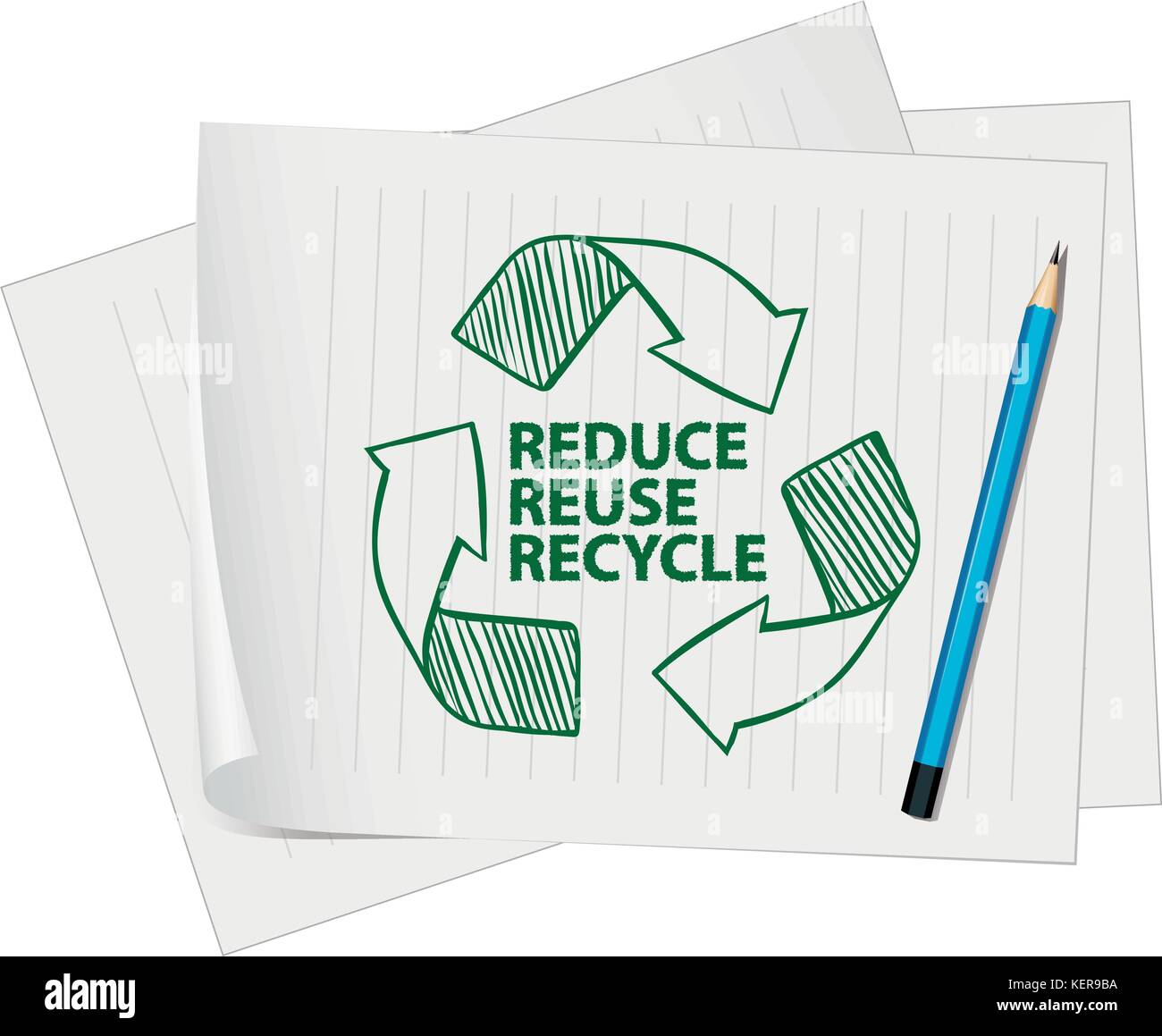 Recycle symbol on paper with pencil Stock Vector Image & Art Alamy