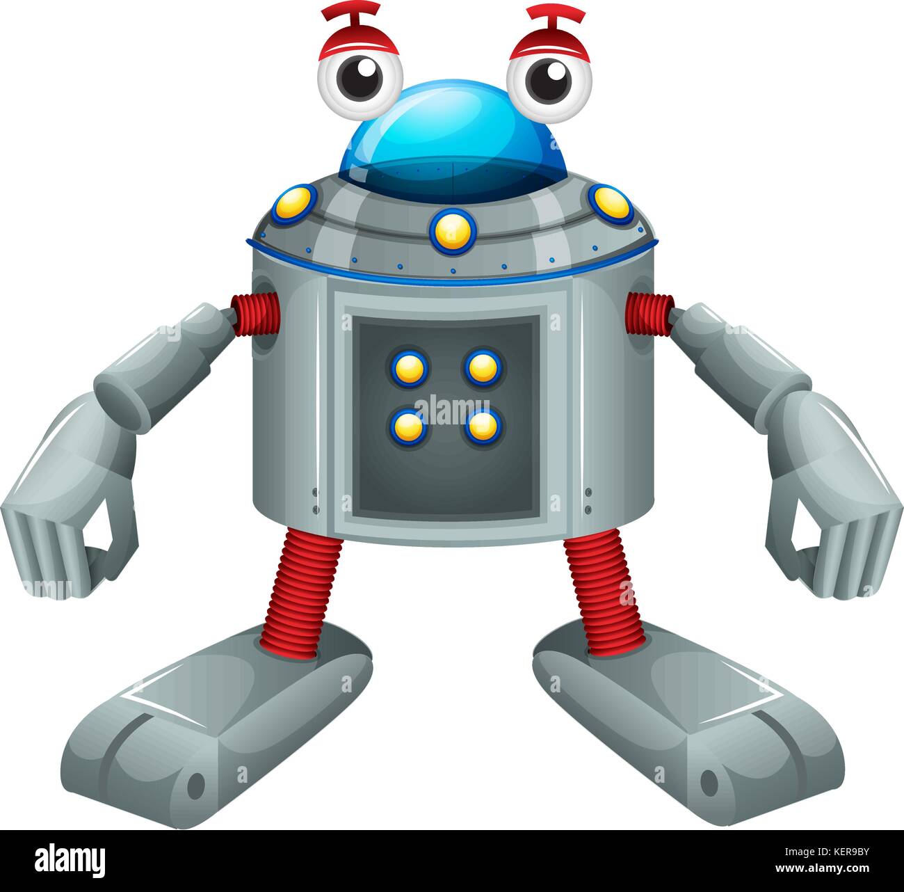 Illustration of a cute gray robot on a white background Stock Vector