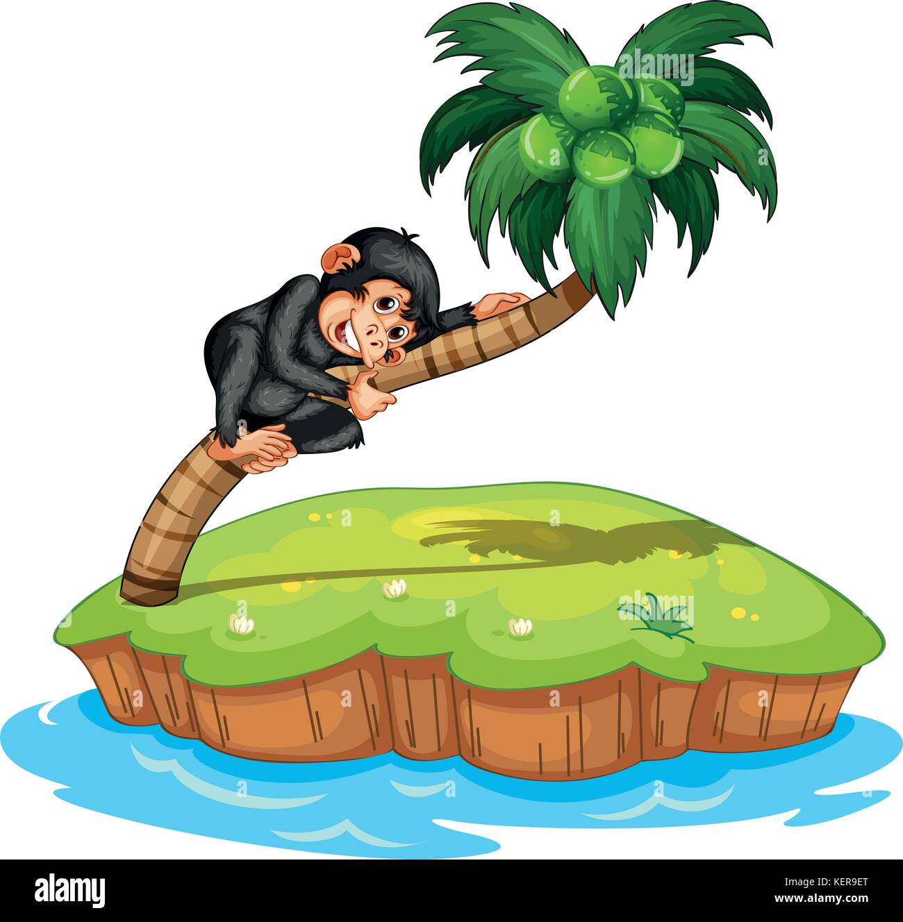 illustration of a monkey on an island Stock Vector Image & Art - Alamy